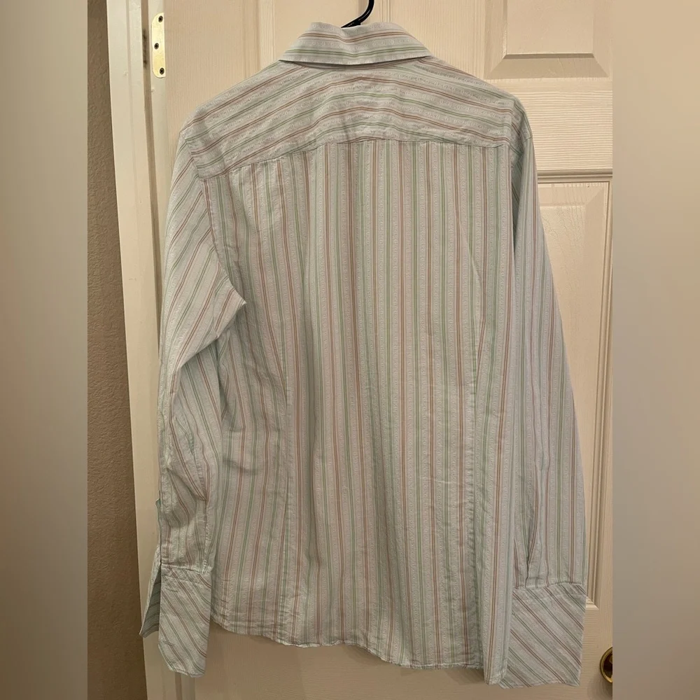 Banana republic slim fit men's striped‎ button down short, 16-16.5 Italy